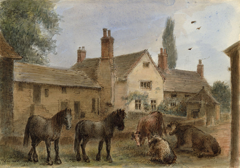 John Wilson, Farmstead with Animals, near Torquay, Devon – c.1875 watercolour