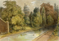 John Wilson, Canal View with Duck – Original c.1875 watercolour painting