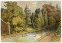John Wilson, Canal View with Duck – Original c.1875 watercolour painting