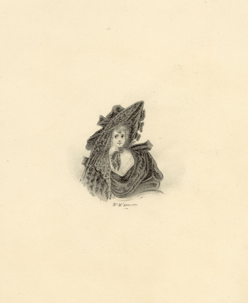William Warman, Young Lady in an Oversized Bonnet – c.1831 graphite drawing