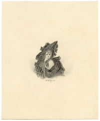 William Warman, Young Lady in an Oversized Bonnet – c.1831 graphite drawing