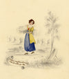 A Female 'Literary' Gleaner – Original c.1831 watercolour painting