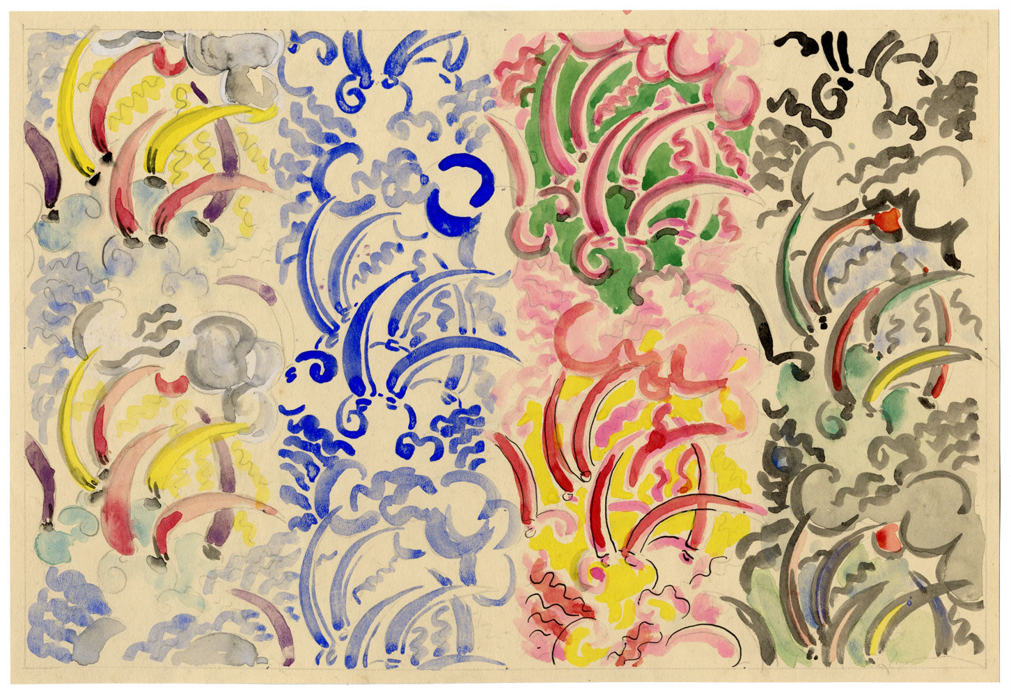 Jean Mary Ogilvie, Art Deco Abstract Pattern Design – 1930s gouache painting