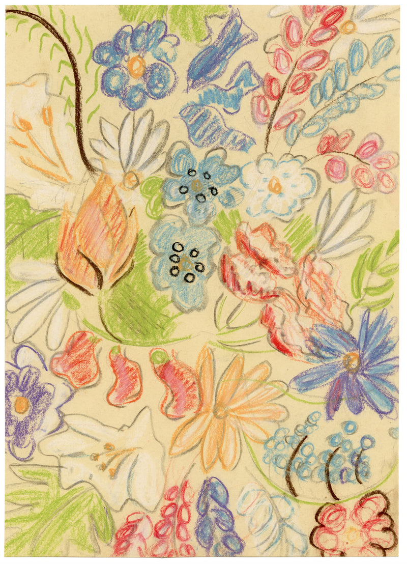 Jean Mary Ogilvie, Vintage Flower Bloom Pattern Design – disegno a pastello degli anni '30