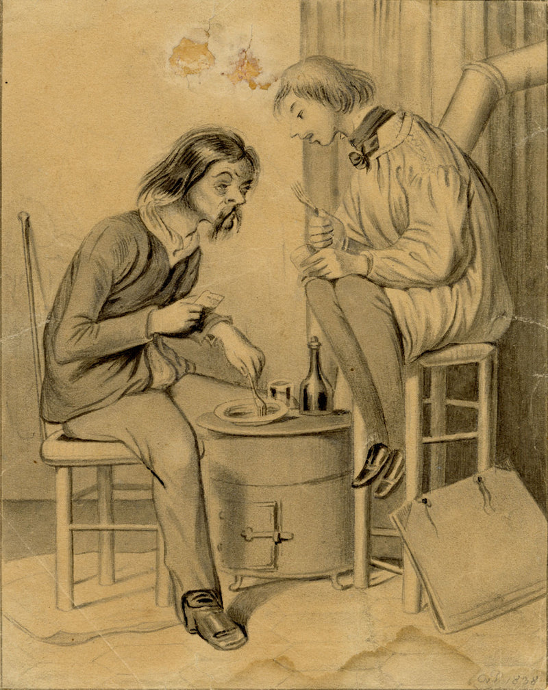 Les Artistes after Paul Gavarni – Original 1838 watercolour painting