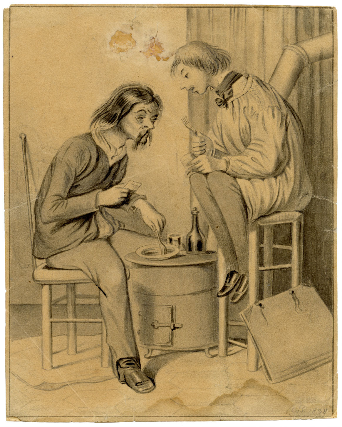 Les Artistes after Paul Gavarni – Original 1838 watercolour painting