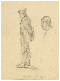 Studio di figura della Renania da Zell (Mosella) – disegno originale a grafite del 1833