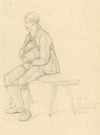 Rhineland Seated Figure Study from Zell (Mosel) – Original 1833 graphite drawing
