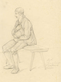 Rhineland Seated Figure Study from Zell (Mosel) – Original 1833 graphite drawing