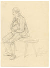 Rhineland Seated Figure Study from Zell (Mosel) – Original 1833 graphite drawing