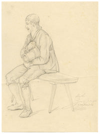 Rhineland Seated Figure Study from Zell (Mosel) – Original 1833 graphite drawing