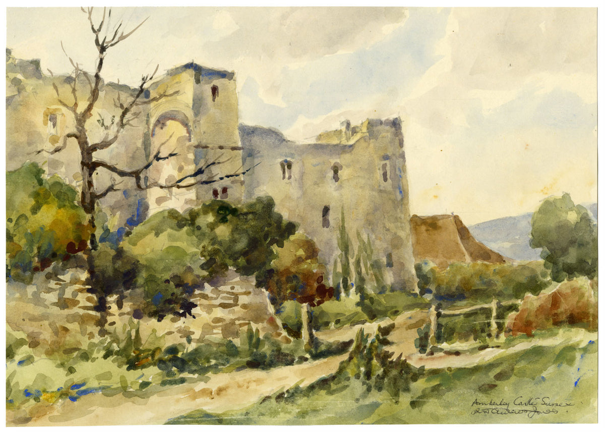 RA Andrew Jones, Castello di Amberley, West Sussex – acquerello di metà XX secolo