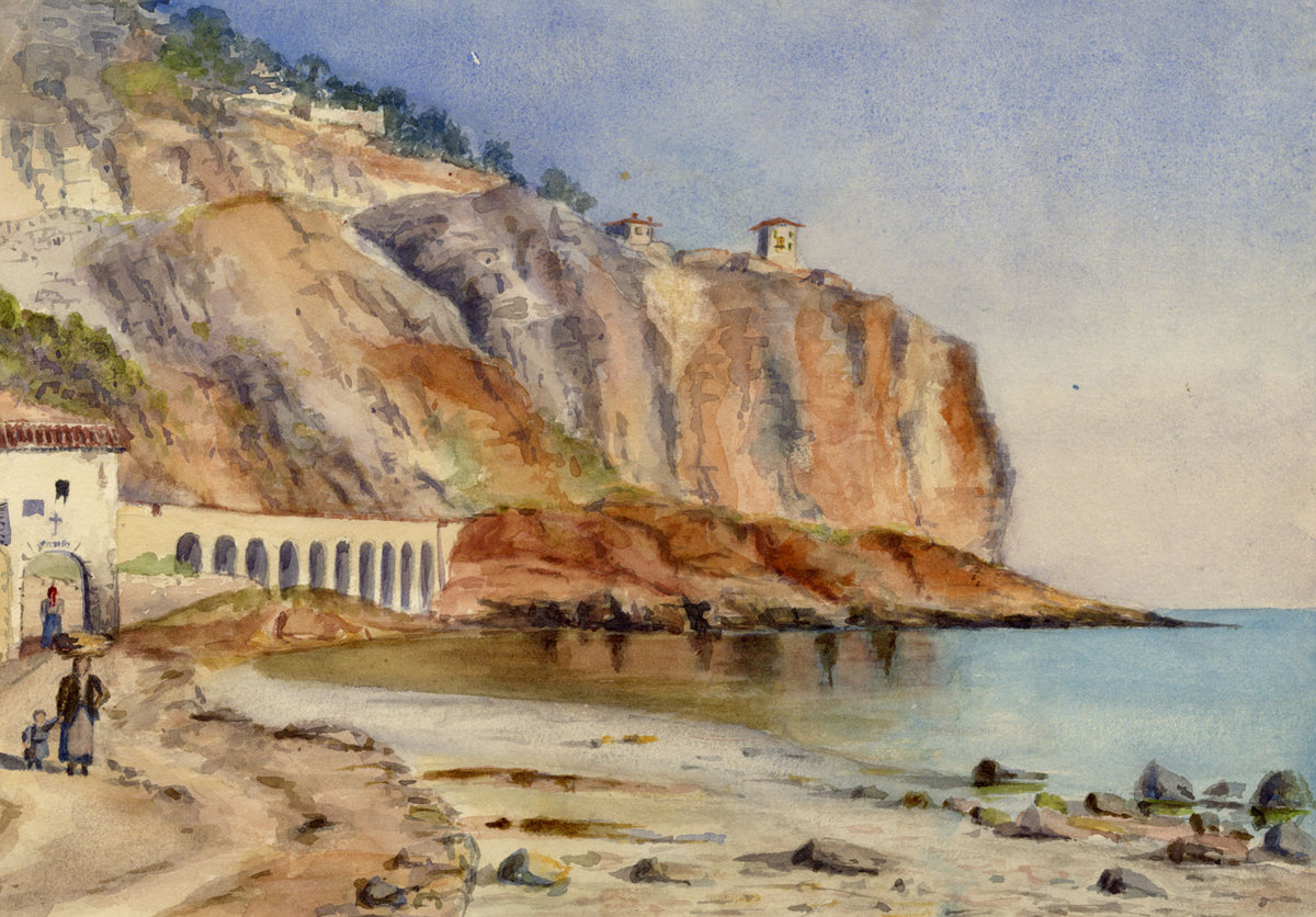 Menton, Les Rochers Rouges, Cote D’Azur, France – c.1880 watercolour painting