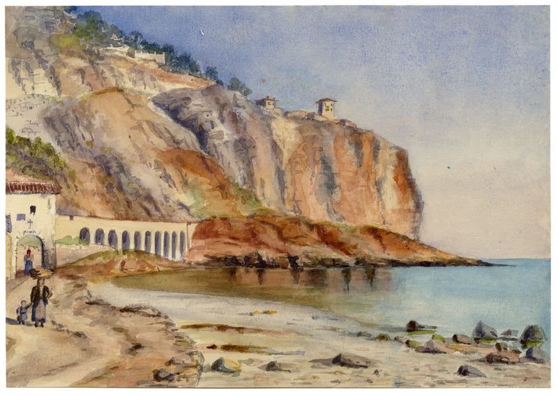 Menton, Les Rochers Rouges, Cote D’Azur, France – c.1880 watercolour painting