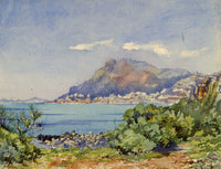 Tête de Chien & Monte Carlo from Cap Martin, Cote d'Azur France–1902 watercolour