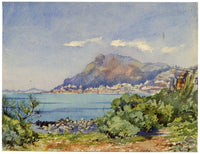 Tête de Chien & Monte Carlo from Cap Martin, Cote d'Azur France–1902 watercolour