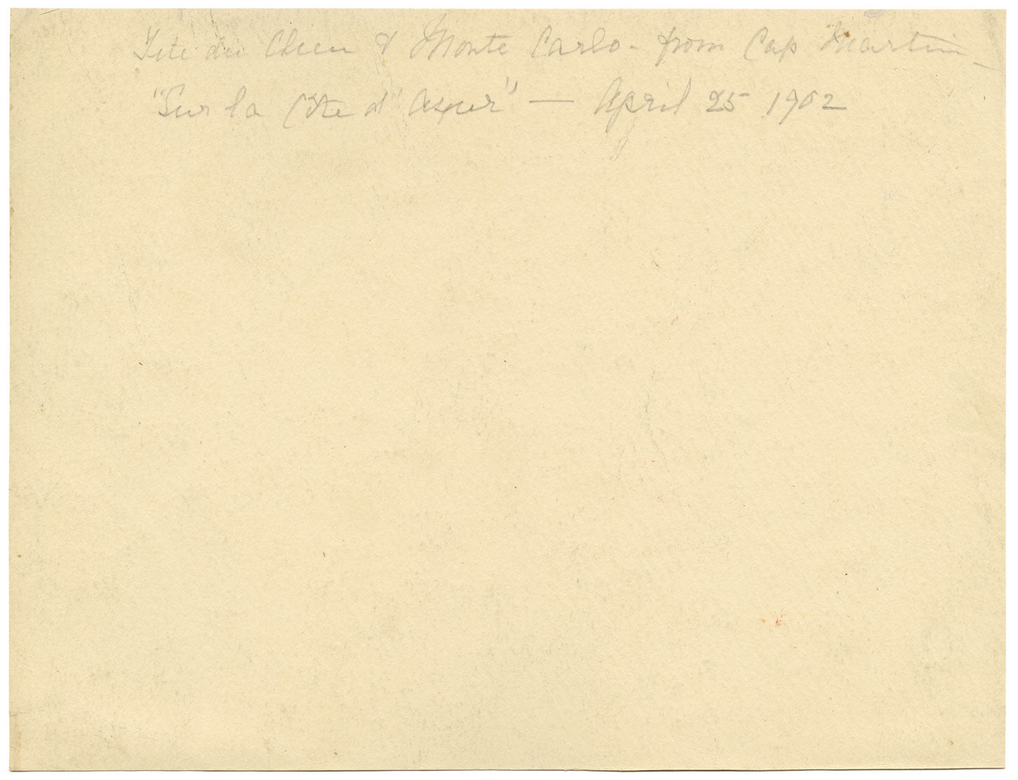 Tête de Chien & Monte Carlo from Cap Martin, Cote d'Azur France–1902 watercolour