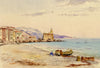 Menton from the Beach, Cote d'Azur, France – 1886 watercolour painting