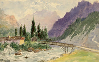 Les Grands Moulins, Val d'Aosta – Original 1903 watercolour painting