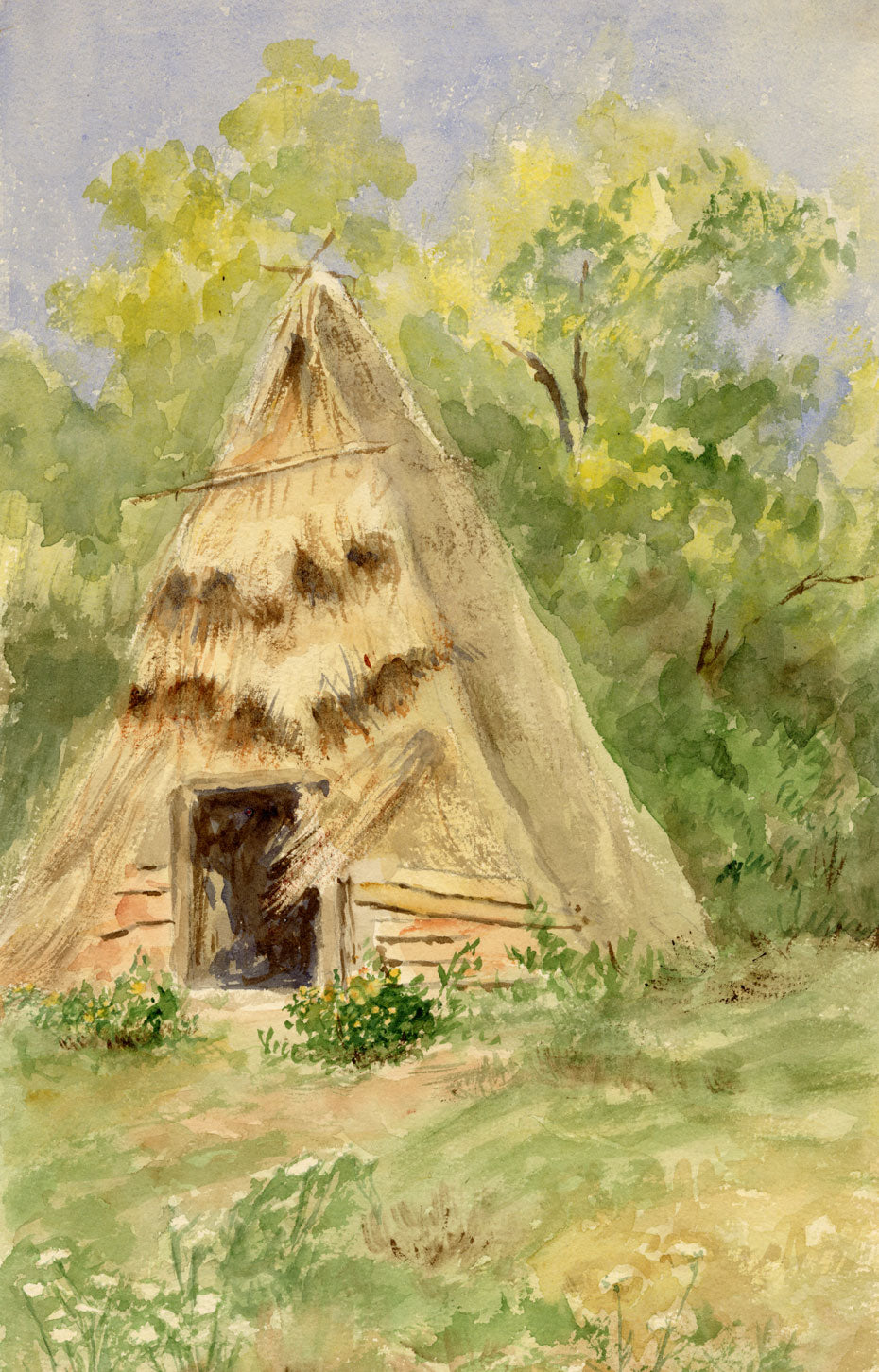 Capanna (Hut) at Olevano, Roman Campagna, Italy – 1910 watercolour painting