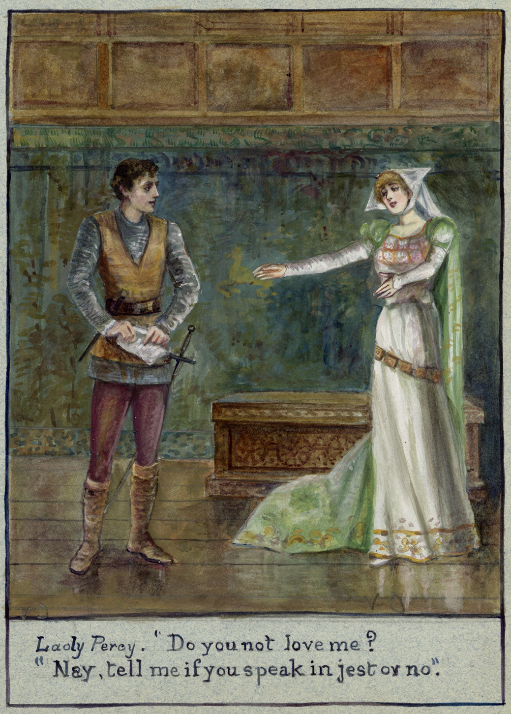 V. Downes, Shakespeare's Lady Percy, Henry IV – c.1898 watercolour painting