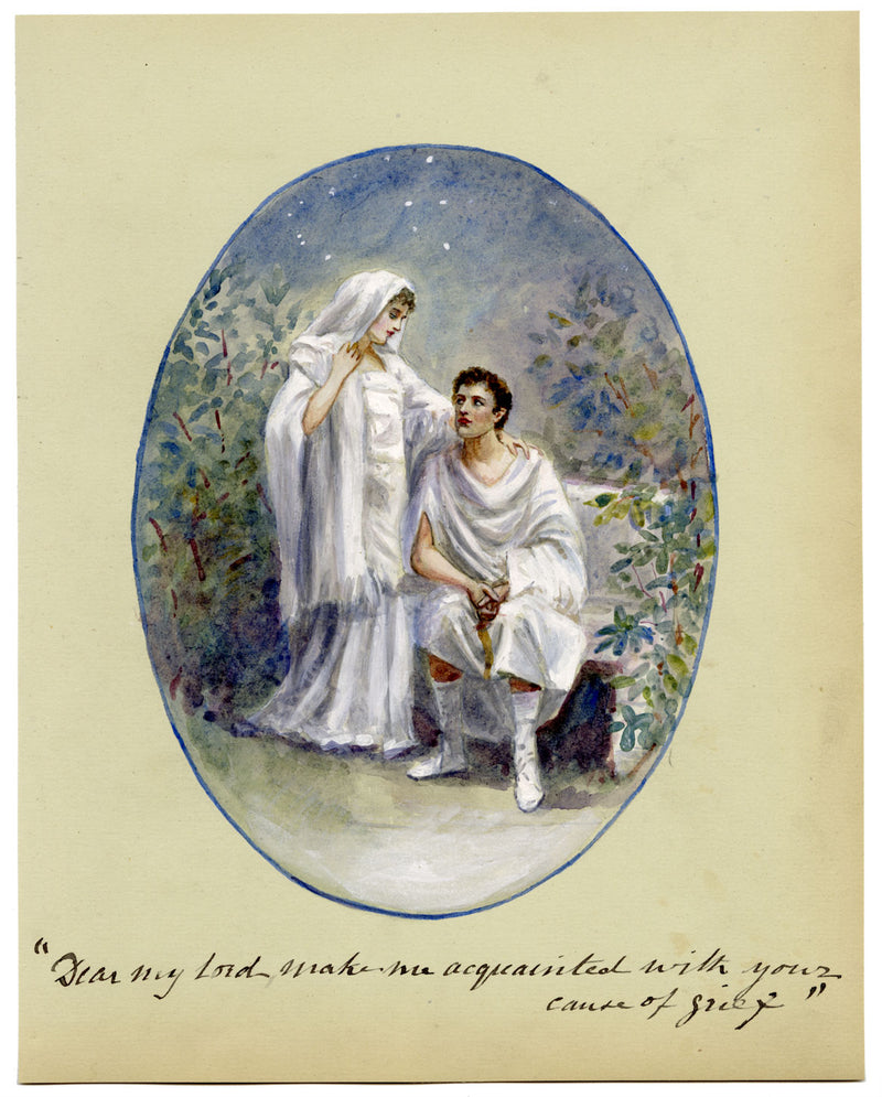 V. Downes, Shakespeare's Portia & Brutus, Julius Caesar – c.1898 watercolour