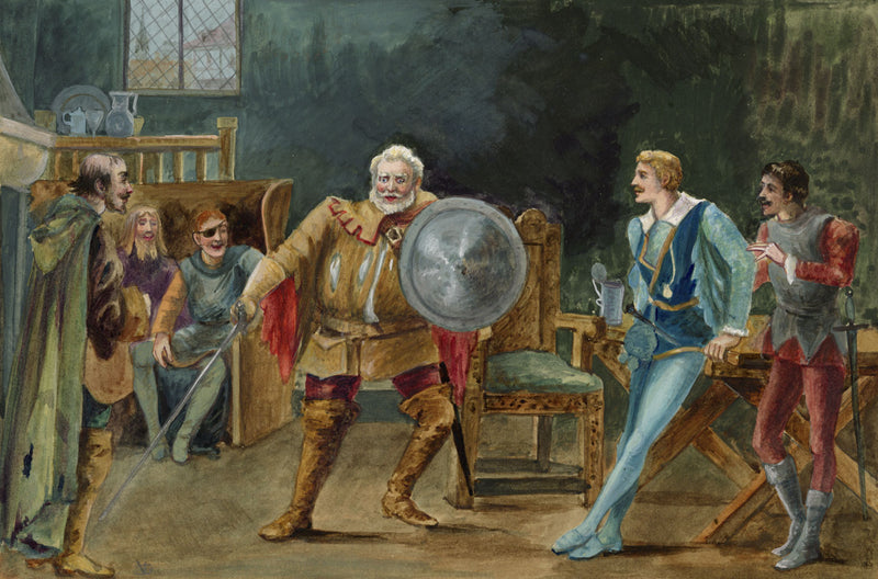 V. Downes, Shakespeare's Falstaff & Prince Hal, Henry IV – c.1898 watercolour
