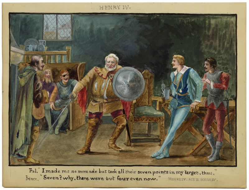 V. Downes, Shakespeare's Falstaff & Prince Hal, Henry IV – c.1898 watercolour