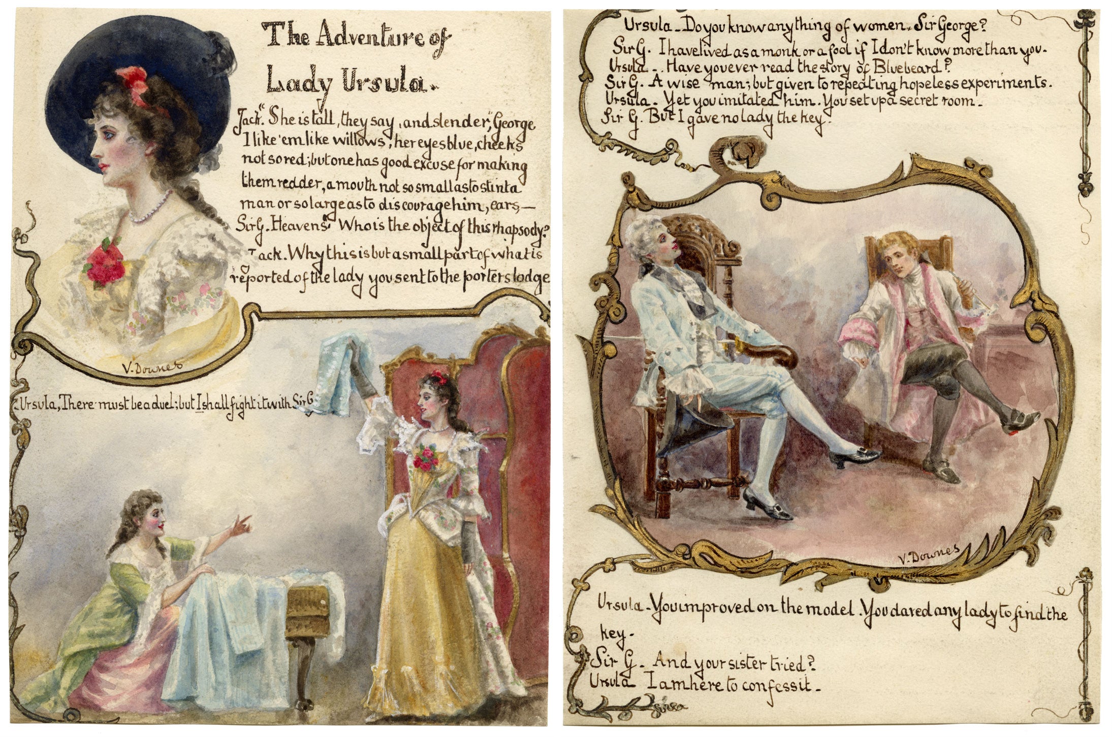 V. Downes, The Adventure of the Lady Ursula by Anthony Hope – c.1898 watercolour