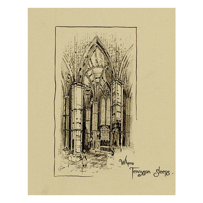 A. Denning, Where Tennyson Sleeps, Poets' Corner Westminster Abbey –1896 drawing