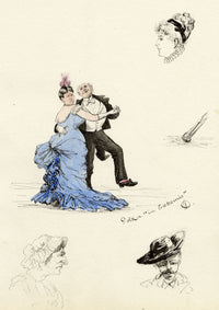 G.D., Polka in Extremis – Original late 19th-century pen & ink drawing