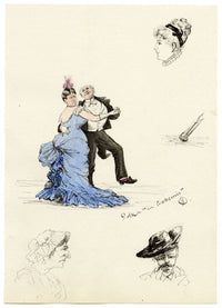 GD, Polka in Extremis – Dibujo original en pluma y tinta de finales del siglo XIX