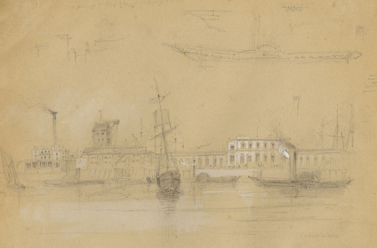 Thomas Hosmer Shepherd, Custom House – early 19th-century architectural drawing