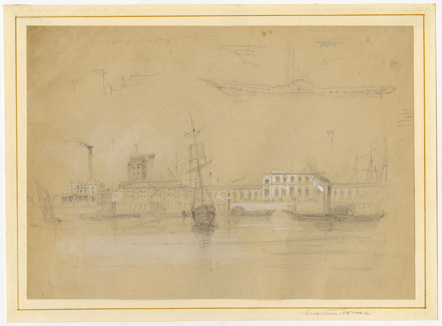 Thomas Hosmer Shepherd, Custom House – early 19th-century architectural drawing