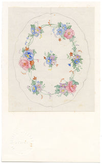 Elaine Williamson, Cerámica Poole, Diseño de plato de flores – acuarela de la década de 1980