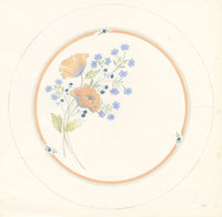 Elaine Williamson, Poole Pottery, Poppy Flower Design – 1988 gouache painting