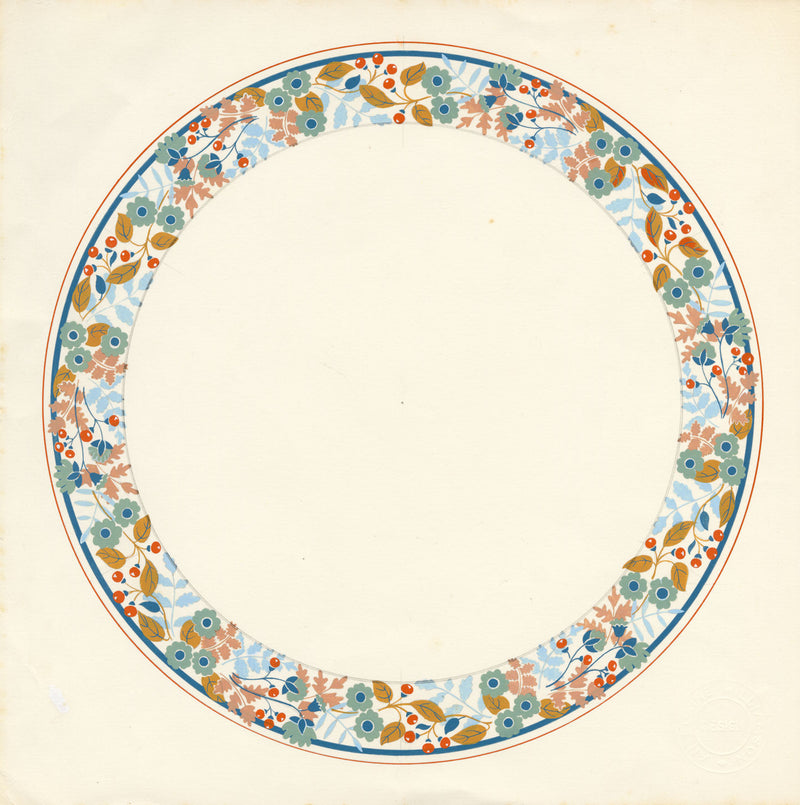 Elaine Williamson, Poole Pottery, Autumn Leaf Design – 1989 gouache painting