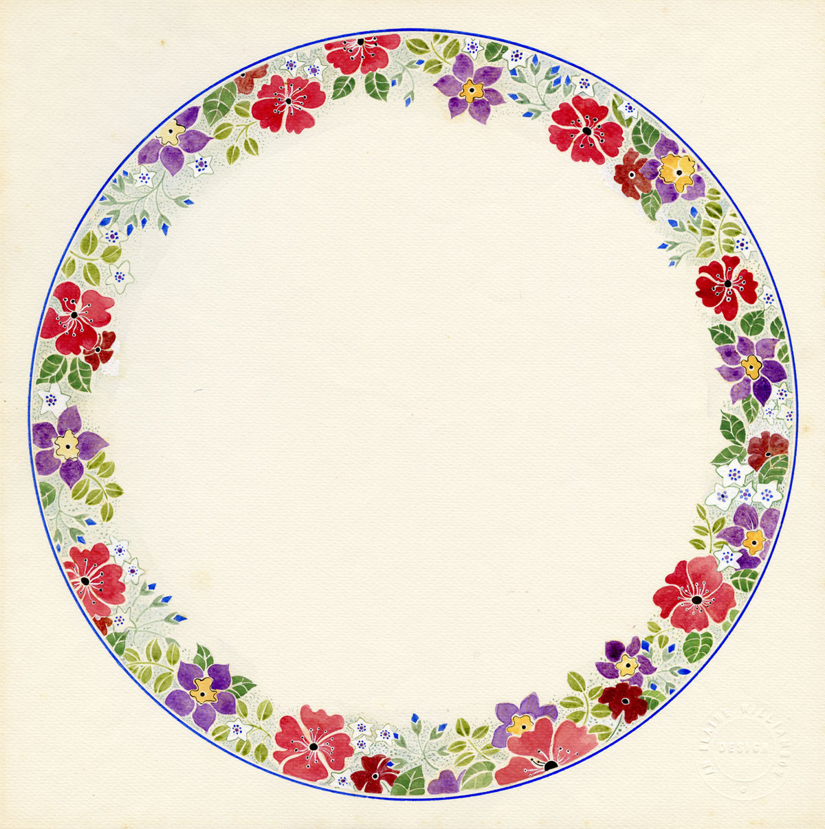 Elaine Williamson, Poole Pottery, Summer Flowers Design – 1989 watercolour