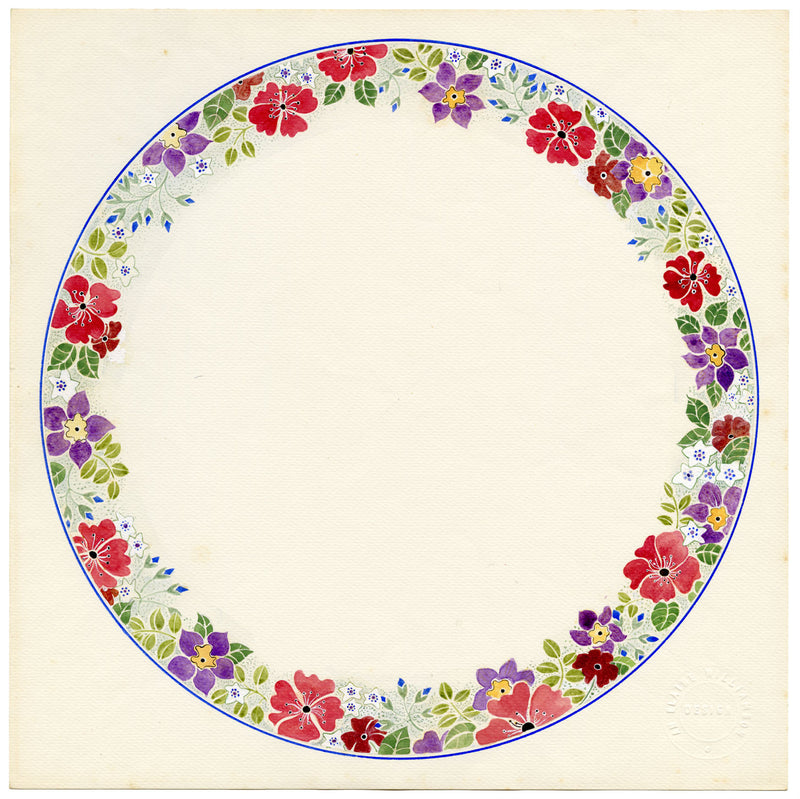 Elaine Williamson, Poole Pottery, Summer Flowers Design – acquerello del 1989