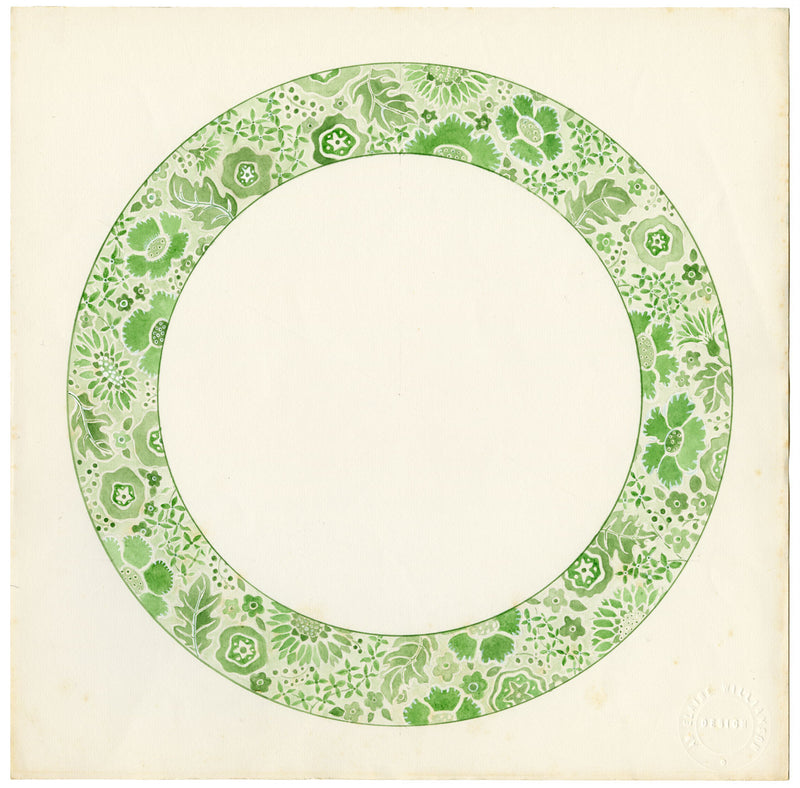 Elaine Williamson, Cerámica Poole, Diseño de flores verdes – acuarela de la década de 1980
