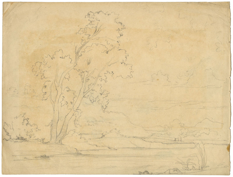 Henry Hemming, Claudian Landscape with Cows & Ruin – 1840s watercolour painting