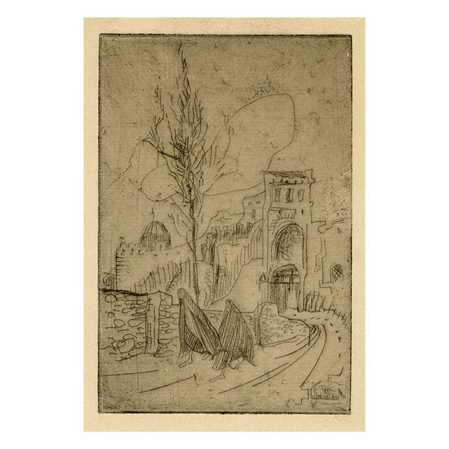 City Walls, Jerusalem – Original late 19th-century etching print