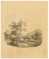 Thomas Perrott Hamilton, Picturesque Landscape Composition–1834 graphite drawing