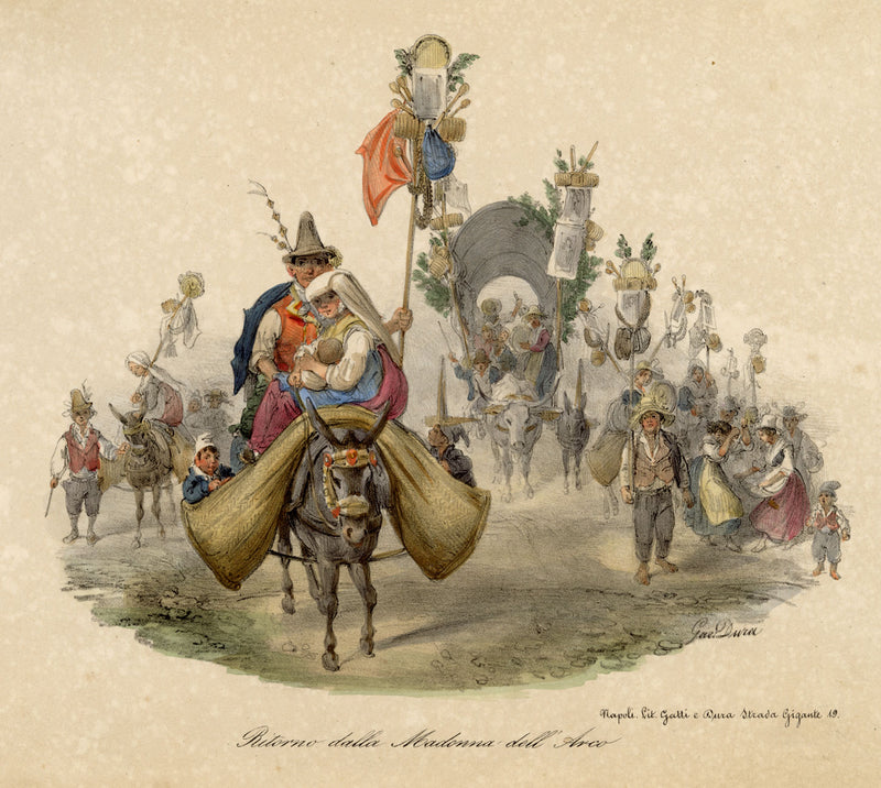 Gaetano Dura, Ritorno della Madonna dell'Arco – early 19th-century lithograph