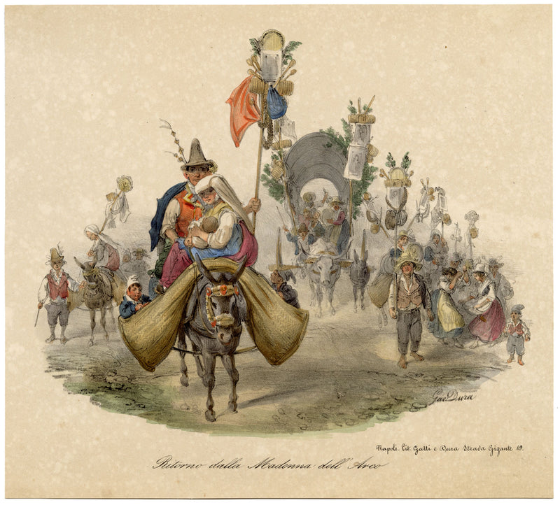 Gaetano Dura, Ritorno della Madonna dell'Arco – early 19th-century lithograph