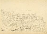 La Piccola Sentinella Hotel, Isola d'Ischia, Italy – 1851 pen & ink drawing