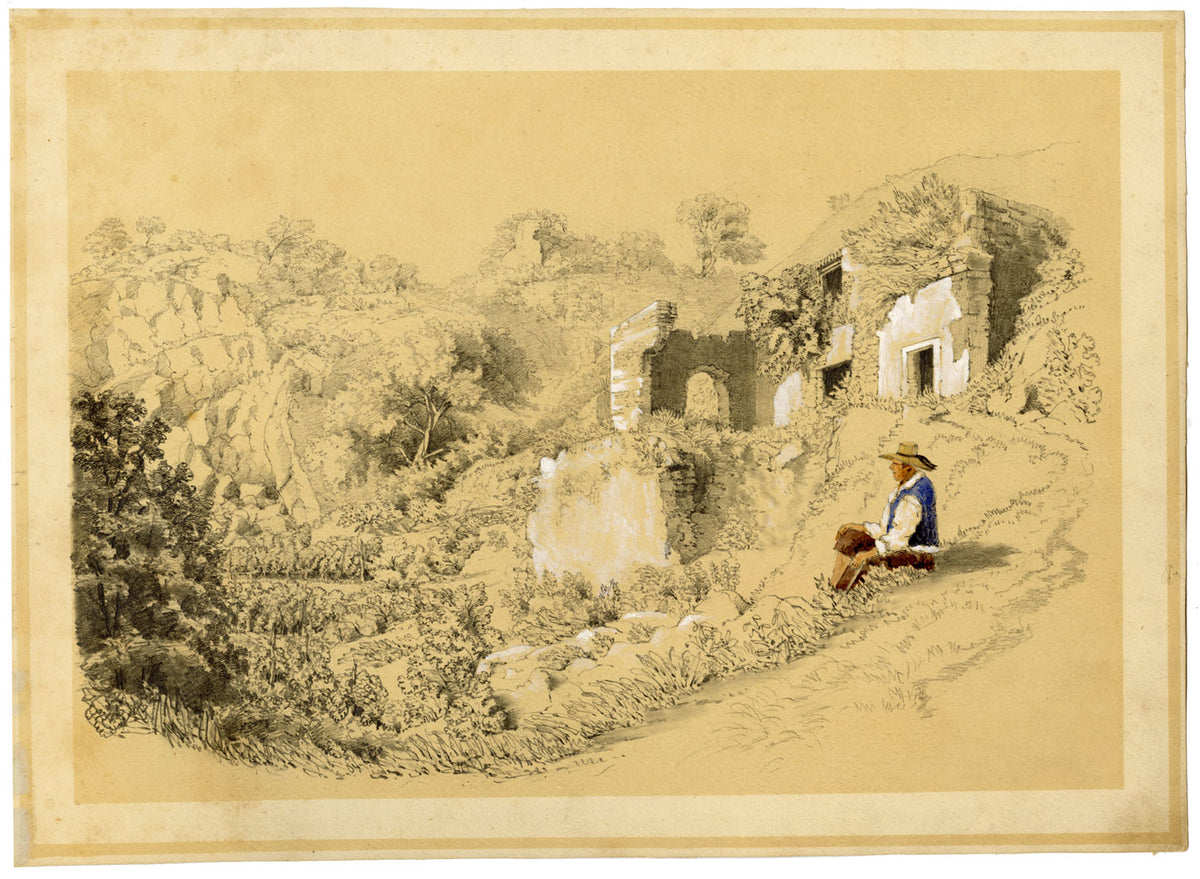 Ruin, Possibly Casamicciola, Isola d'Ischia, Naples – c.1851 graphite drawing