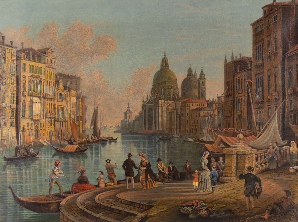 View of Santa Maria della Salute on the Grand Canal, Venice –c.1900 oil painting