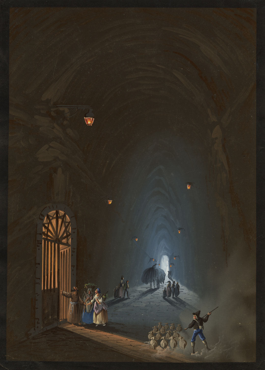 Follower of Camillo de Vito, Grotta di Posillipo – early C19th gouache painting