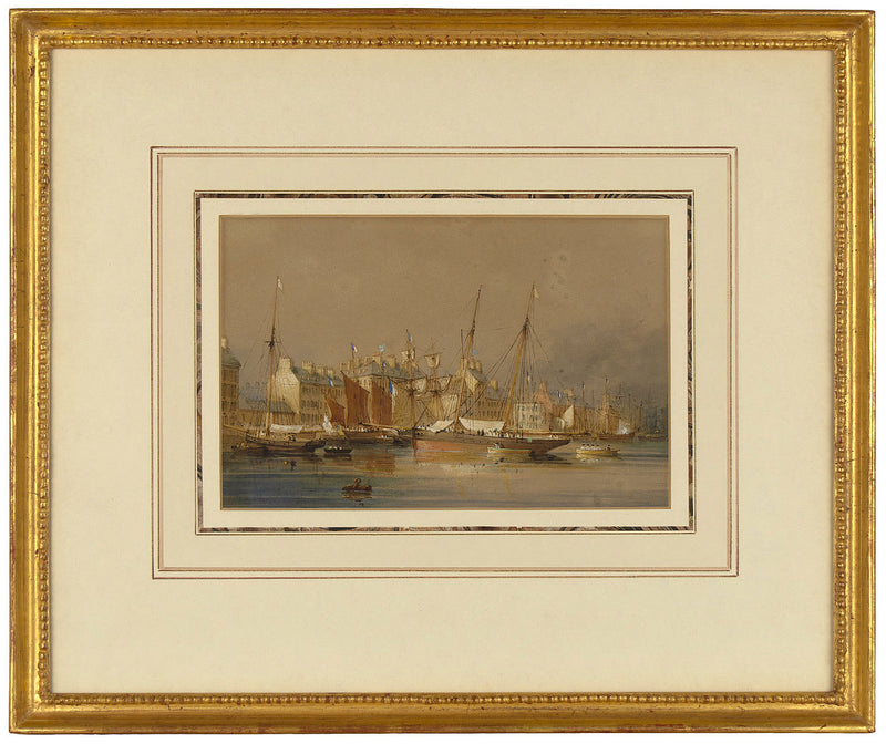 Nicholas Matthew Condy, The Harriet at Cherbourg –early 19th-century watercolour